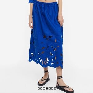 H&M Plus Size Eyelet Blue Women's Maxi Skirt